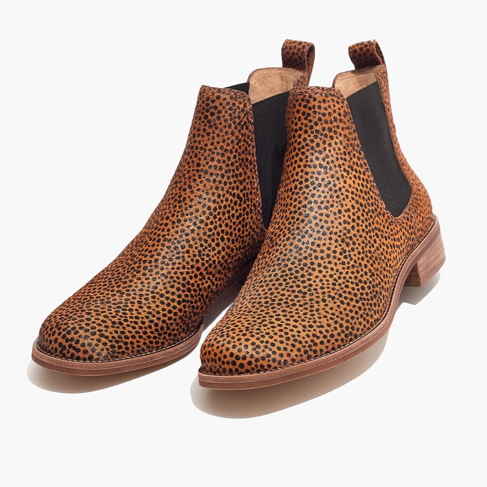 NWT Madewell The Ainsley Chelsea Boot in Spotted Calf Hair — Size 5.5